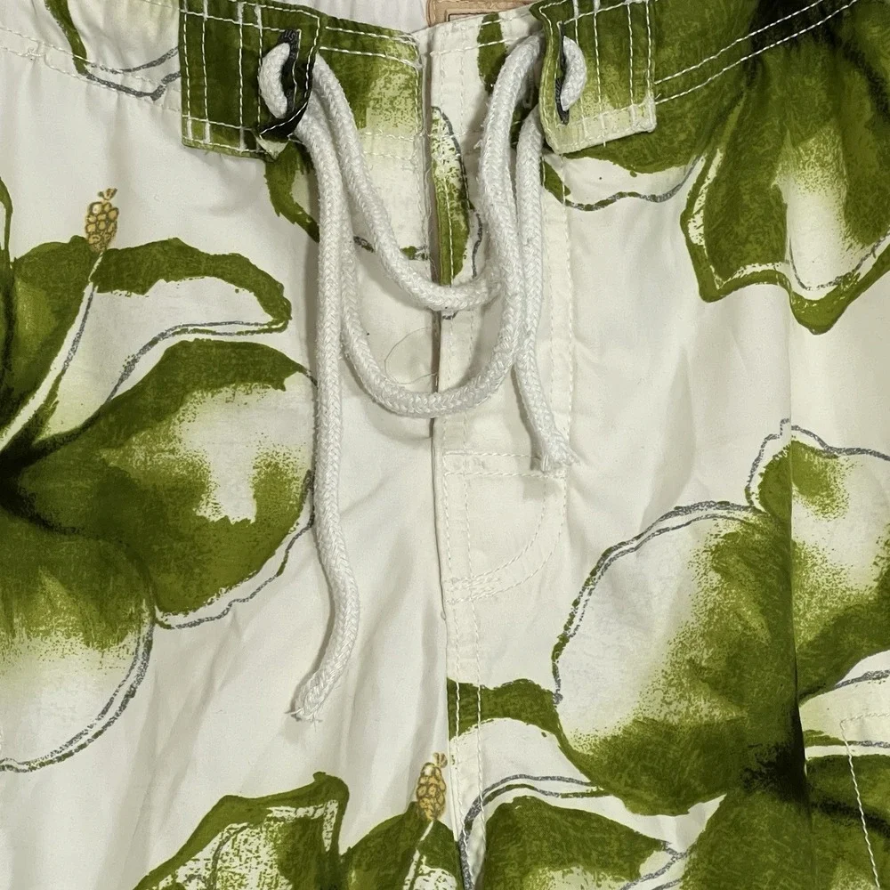 Hollister Swim Trunks Green Floral Cargo Mesh Lined Board Shorts Men Medium